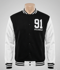 Premium Original Pull & Bear Varsity Baseball Jacket – Black & White Winter Edition (91 Classic)